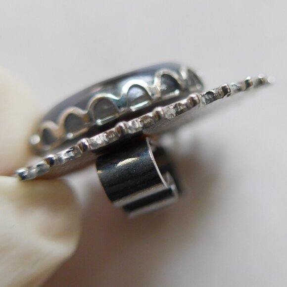 Silvertone bolo with oval dendritic stone - Picture 5 of 10